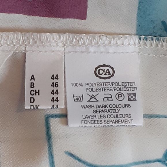 Size 18 Vintage C&A Canda White & Floral Semi Sheer Chiffon Top - Picture 4 of 5